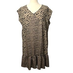 Jade By Jane Animal Leopard Print V-Neck Mini Dress Size 1X